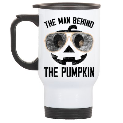 The Man Behind The Pumpkin New Baby Shower Dad Halloween Stainless Steel Travel Mug