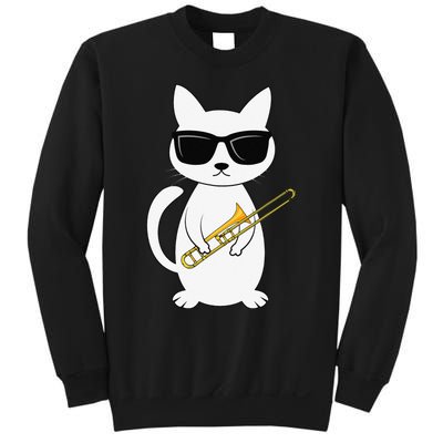 Trombone Mucisian Brass Instrument Trombonist Cat Lover Sweatshirt