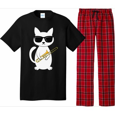 Trombone Mucisian Brass Instrument Trombonist Cat Lover Pajama Set