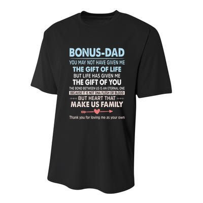To My Bonus Dad Gift For Father Fathers Day Youth Performance Sprint T-Shirt
