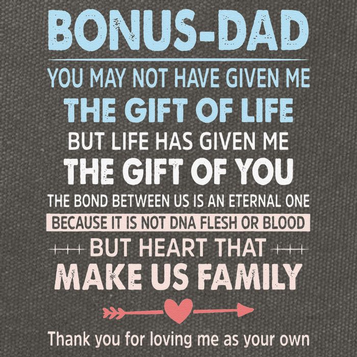 To My Bonus Dad Gift For Father Fathers Day Cotton Canvas Backpack