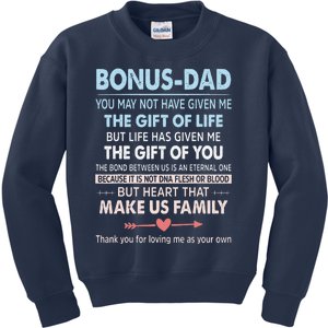 To My Bonus Dad Gift For Father Fathers Day Kids Sweatshirt