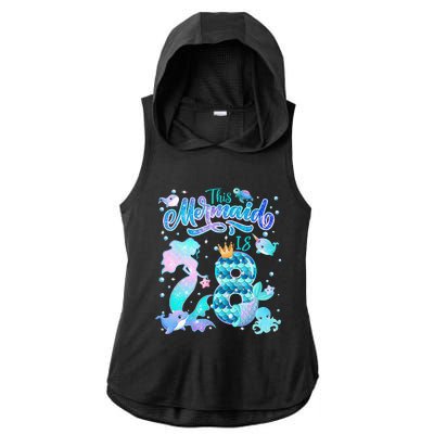 This Mermaid Birthday Girl 8 Year Old 8th Birthday Mermaid Ladies PosiCharge Tri-Blend Wicking Draft Hoodie Tank