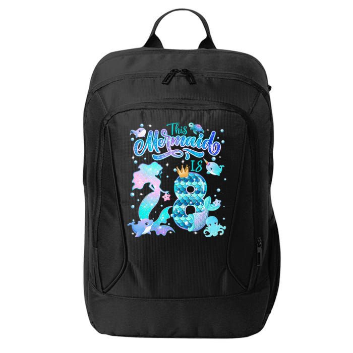 This Mermaid Birthday Girl 8 Year Old 8th Birthday Mermaid City Backpack