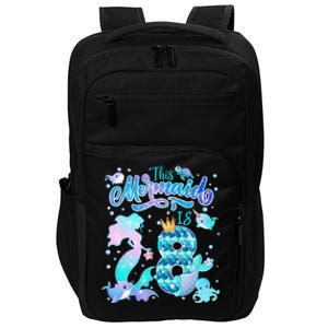 This Mermaid Birthday Girl 8 Year Old 8th Birthday Mermaid Impact Tech Backpack