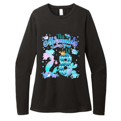 This Mermaid Birthday Girl 8 Year Old 8th Birthday Mermaid Womens CVC Long Sleeve Shirt