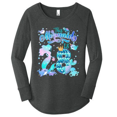 This Mermaid Birthday Girl 8 Year Old 8th Birthday Mermaid Women's Perfect Tri Tunic Long Sleeve Shirt