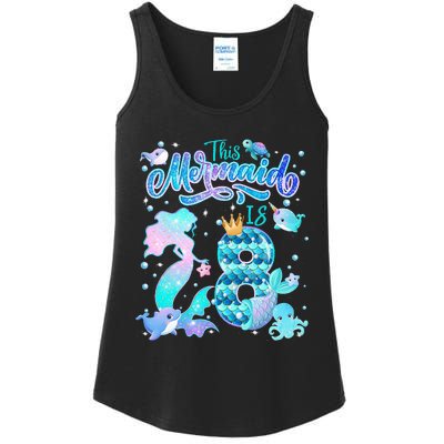 This Mermaid Birthday Girl 8 Year Old 8th Birthday Mermaid Ladies Essential Tank