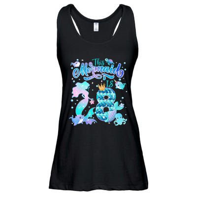 This Mermaid Birthday Girl 8 Year Old 8th Birthday Mermaid Ladies Essential Flowy Tank