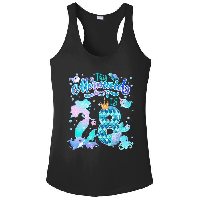 This Mermaid Birthday Girl 8 Year Old 8th Birthday Mermaid Ladies PosiCharge Competitor Racerback Tank