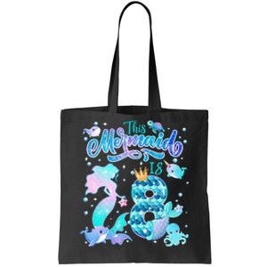 This Mermaid Birthday Girl 8 Year Old 8th Birthday Mermaid Tote Bag