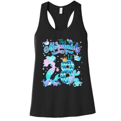 This Mermaid Birthday Girl 8 Year Old 8th Birthday Mermaid Women's Racerback Tank