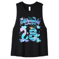 This Mermaid Birthday Girl 8 Year Old 8th Birthday Mermaid Women's Racerback Cropped Tank