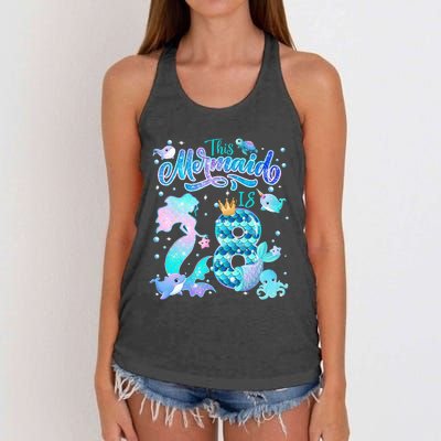 This Mermaid Birthday Girl 8 Year Old 8th Birthday Mermaid Women's Knotted Racerback Tank