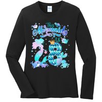 This Mermaid Birthday Girl 8 Year Old 8th Birthday Mermaid Ladies Long Sleeve Shirt