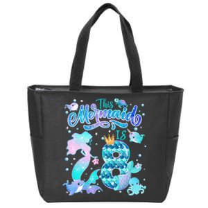 This Mermaid Birthday Girl 8 Year Old 8th Birthday Mermaid Zip Tote Bag