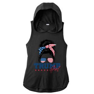 Trump Messy Bun Vote Trump 2024 Election Usa Flag Great Gift Ladies PosiCharge Tri-Blend Wicking Draft Hoodie Tank