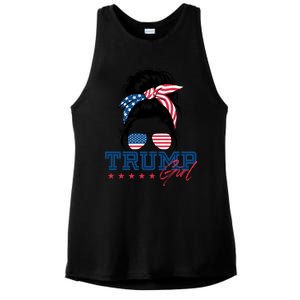 Trump Messy Bun Vote Trump 2024 Election Usa Flag Great Gift Ladies PosiCharge Tri-Blend Wicking Tank