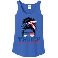 Trump Messy Bun Vote Trump 2024 Election Usa Flag Great Gift Ladies Essential Tank