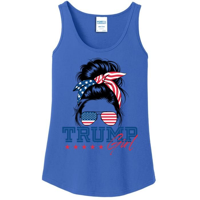 Trump Messy Bun Vote Trump 2024 Election Usa Flag Great Gift Ladies Essential Tank