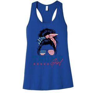 Trump Messy Bun Vote Trump 2024 Election Usa Flag Great Gift Women's Racerback Tank