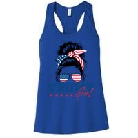 Trump Messy Bun Vote Trump 2024 Election Usa Flag Great Gift Women's Racerback Tank