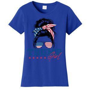 Trump Messy Bun Vote Trump 2024 Election Usa Flag Great Gift Women's T-Shirt