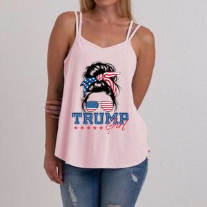 Trump Messy Bun Vote Trump 2024 Election Usa Flag Great Gift Women's Strappy Tank