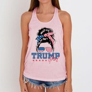 Trump Messy Bun Vote Trump 2024 Election Usa Flag Great Gift Women's Knotted Racerback Tank