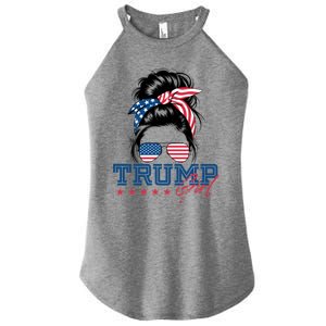 Trump Messy Bun Vote Trump 2024 Election Usa Flag Great Gift Women's Perfect Tri Rocker Tank