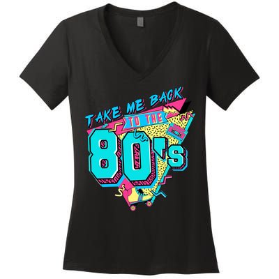 Take Me Back To The 80s Vintage Birthday Retro 80s Party Lover Women's V-Neck T-Shirt