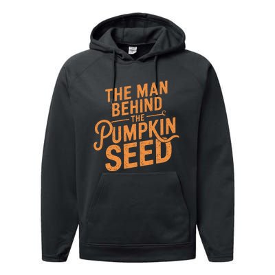 The Man Behind The Pumpkin Seed Halloween Pregnancy Performance Fleece Hoodie