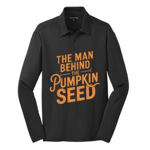 The Man Behind The Pumpkin Seed Halloween Pregnancy Silk Touch Performance Long Sleeve Polo