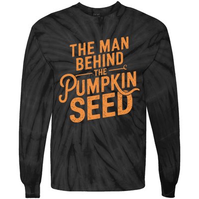 The Man Behind The Pumpkin Seed Halloween Pregnancy Tie-Dye Long Sleeve Shirt