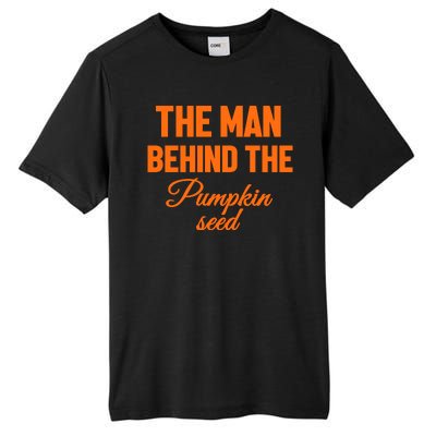 The Man Behind The Pumpkin Seed Halloween Pregnant Tall Fusion ChromaSoft Performance T-Shirt