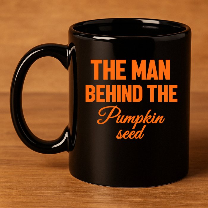 The Man Behind The Pumpkin Seed Halloween Pregnant 11oz C Handle Ceramic Mug