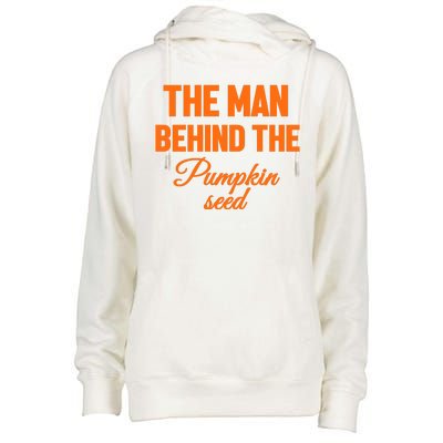 The Man Behind The Pumpkin Seed Halloween Pregnant Womens Funnel Neck Pullover Hood