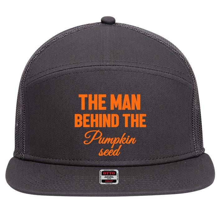 The Man Behind The Pumpkin Seed Halloween Pregnant 7 Panel Mesh Trucker Snapback Hat