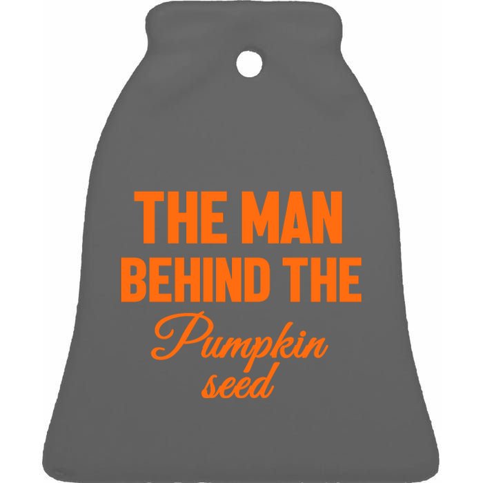 The Man Behind The Pumpkin Seed Halloween Pregnant Ceramic Bell Ornament