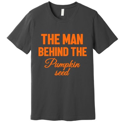 The Man Behind The Pumpkin Seed Halloween Pregnant Premium T-Shirt