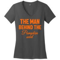 The Man Behind The Pumpkin Seed Halloween Pregnant Women's V-Neck T-Shirt