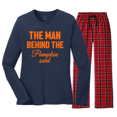 The Man Behind The Pumpkin Seed Halloween Pregnant Women's Long Sleeve Flannel Pajama Set 