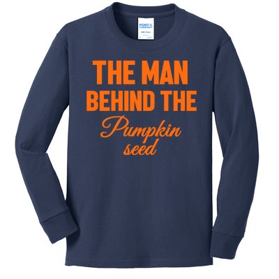 The Man Behind The Pumpkin Seed Halloween Pregnant Kids Long Sleeve Shirt