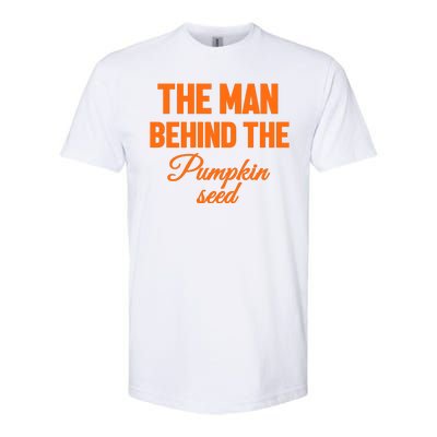 The Man Behind The Pumpkin Seed Halloween Pregnant Softstyle® CVC T-Shirt