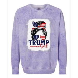 Trump Messy Bun Trump 2024 Election American Flag Colorblast Crewneck Sweatshirt