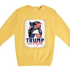 Trump Messy Bun Trump 2024 Election American Flag Premium Crewneck Sweatshirt