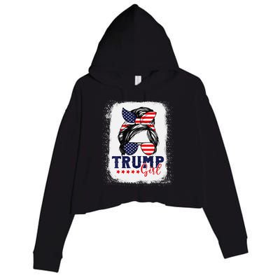 Trump Messy Bun Trump 2024 Election American Flag Crop Fleece Hoodie