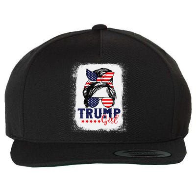 Trump Messy Bun Trump 2024 Election American Flag Wool Snapback Cap