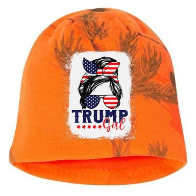 Trump Messy Bun Trump 2024 Election American Flag Kati - Camo Knit Beanie