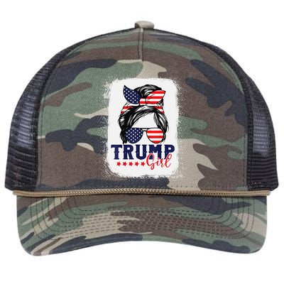 Trump Messy Bun Trump 2024 Election American Flag Retro Rope Trucker Hat Cap